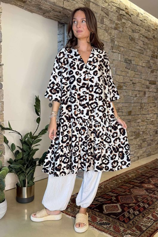 Kenya Tiered Midi Dress Naturals /2 **
